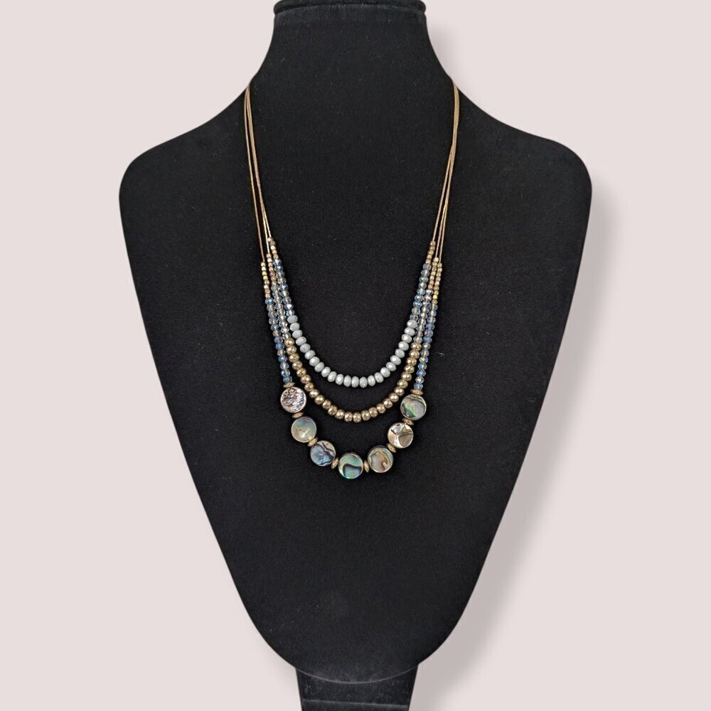 Charming Charlie 3-Strand Abalone Beaded Necklace - Picture 2 of 5